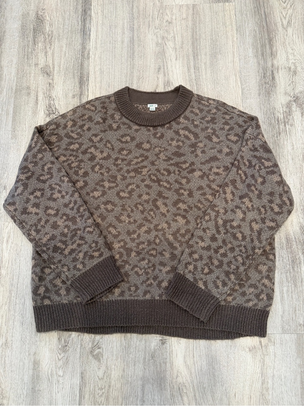 Aerie Brown Leopard Animal Print Oversized Sweater Size L/G
